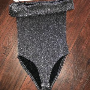 Forever 21 Silver Glitter Body Suit